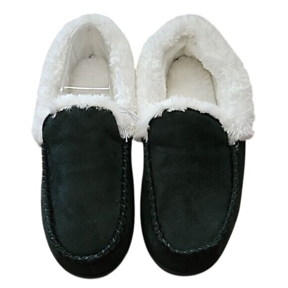 Sonoma Fuzzy Moccasin Slippers Size XXL 10-11 Women's Green House Shoes New - Picture 2 of 6